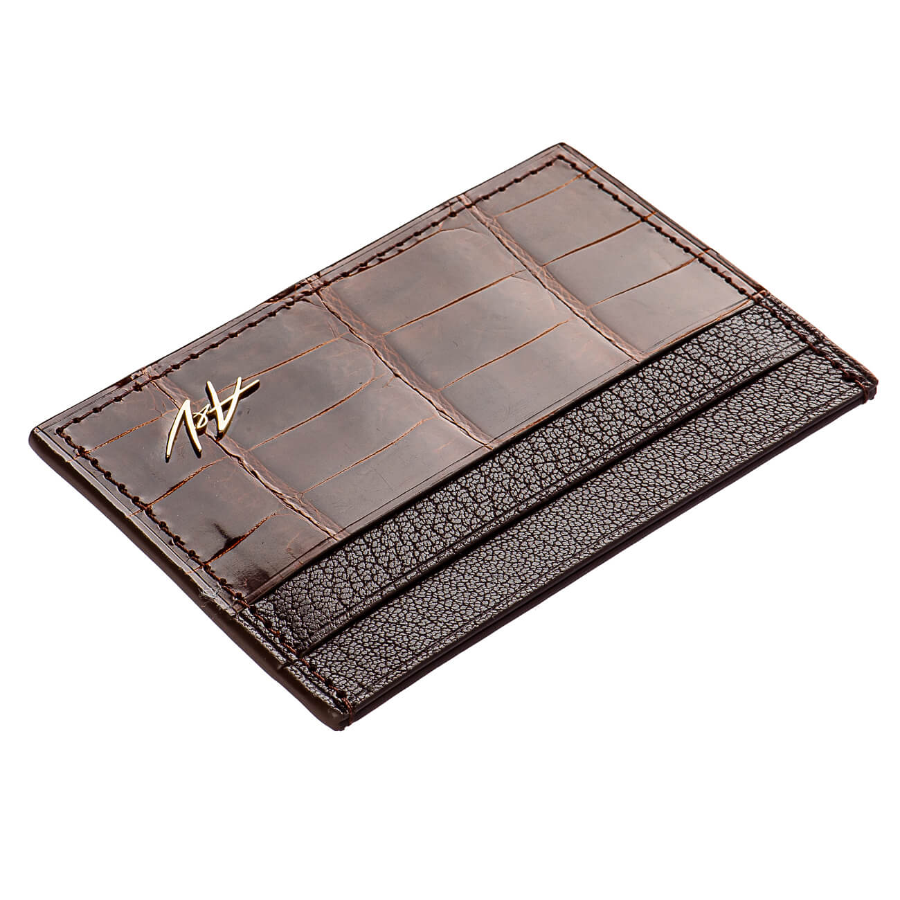 CARD HOLDER ALLIGATOR LACQUER MAHOGANY