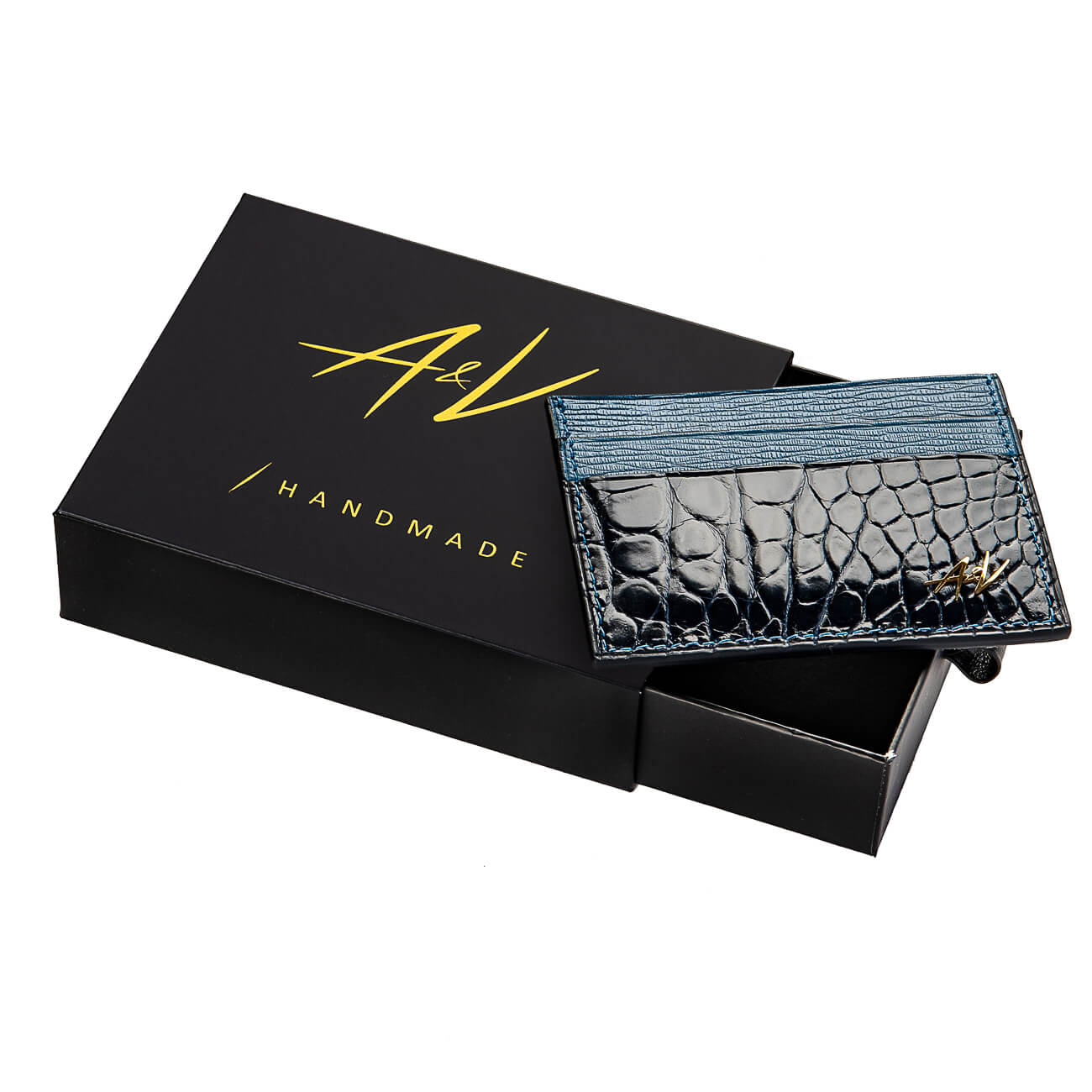 CARD HOLDER ALLIGATOR NAVY