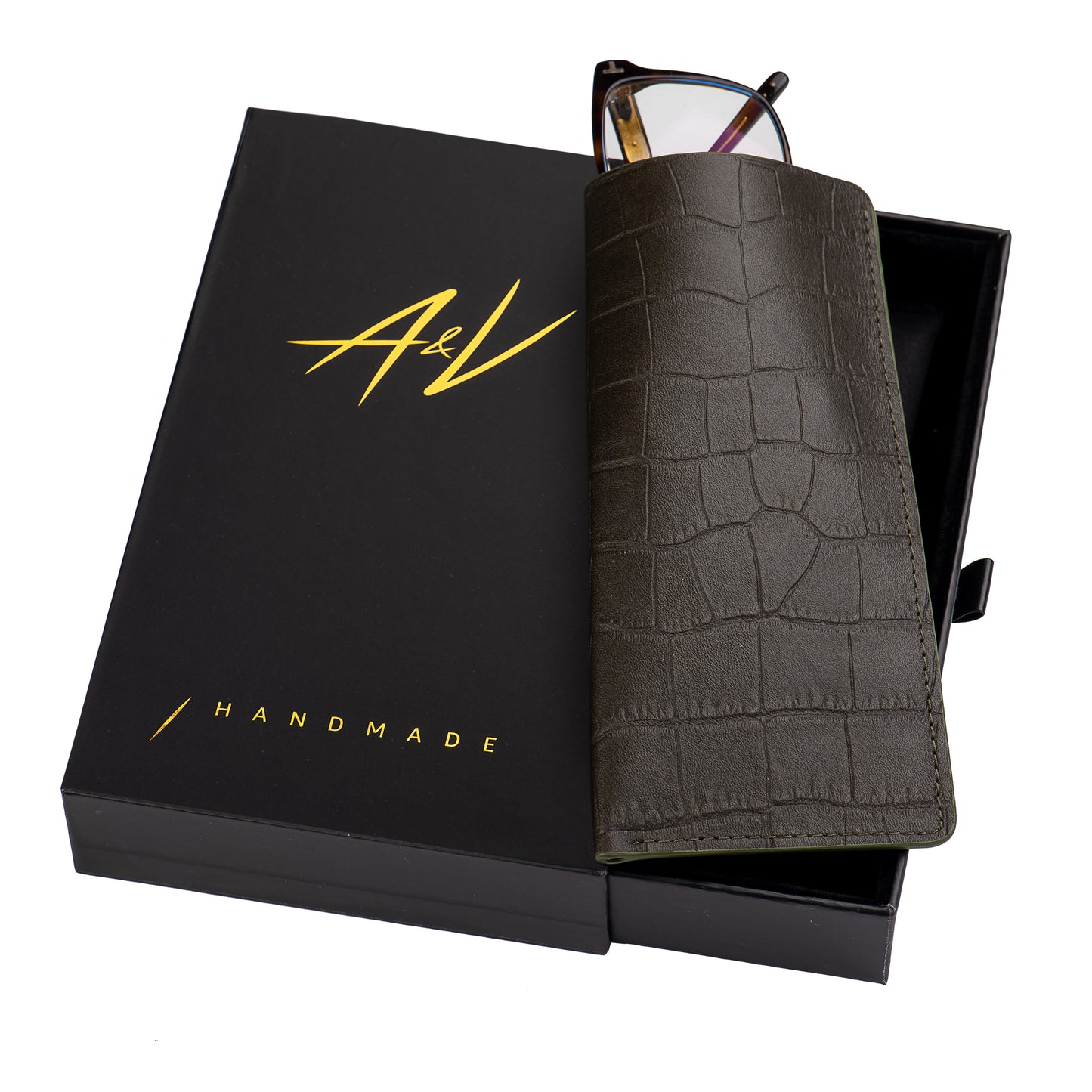GLASSES CASE ALLIGATOR SHARKSKIN MEDIUM