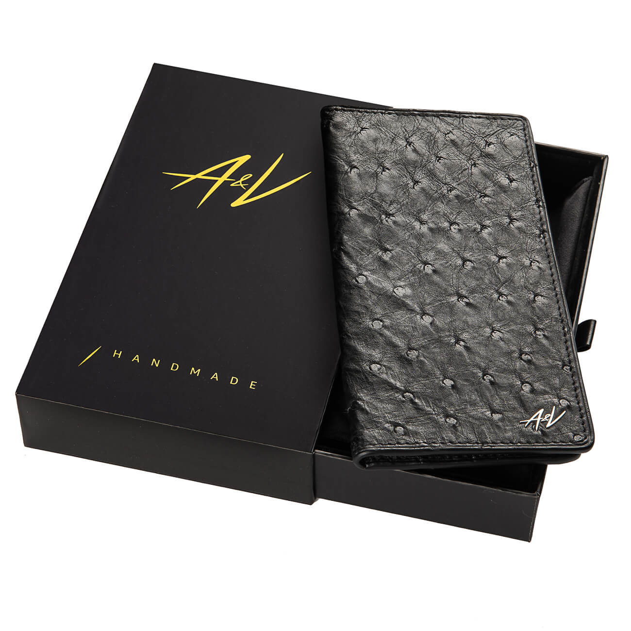 LONG WALLET OSTRICH RAVEN