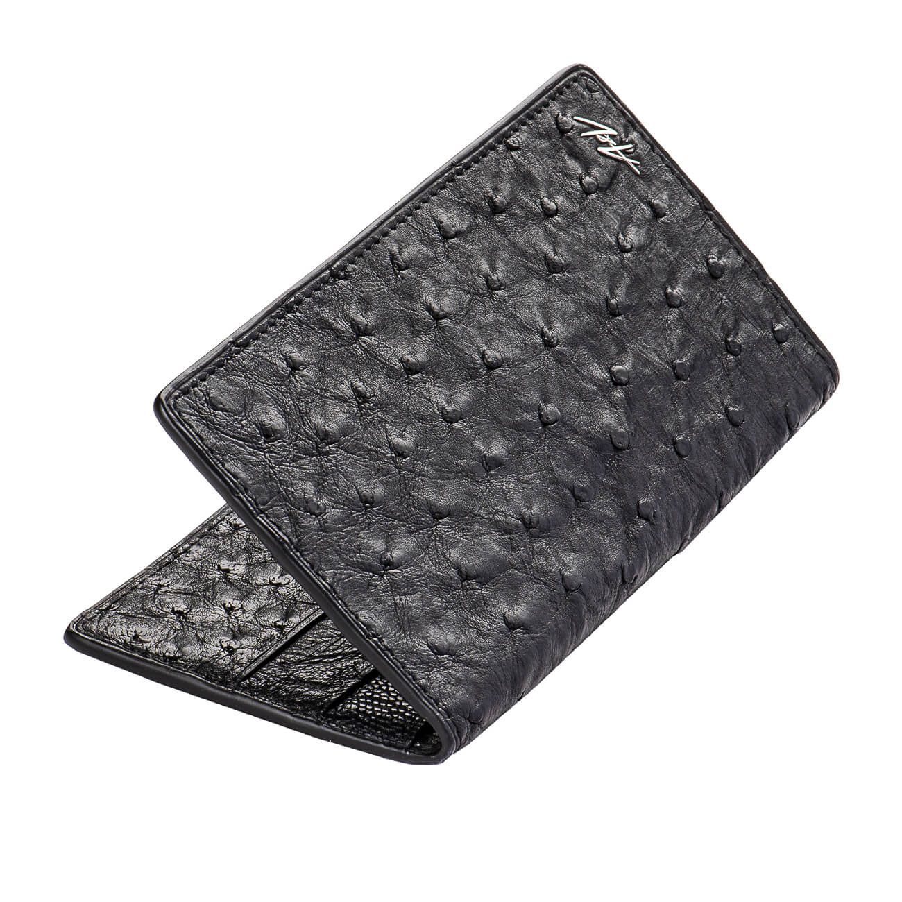 LONG WALLET OSTRICH RAVEN