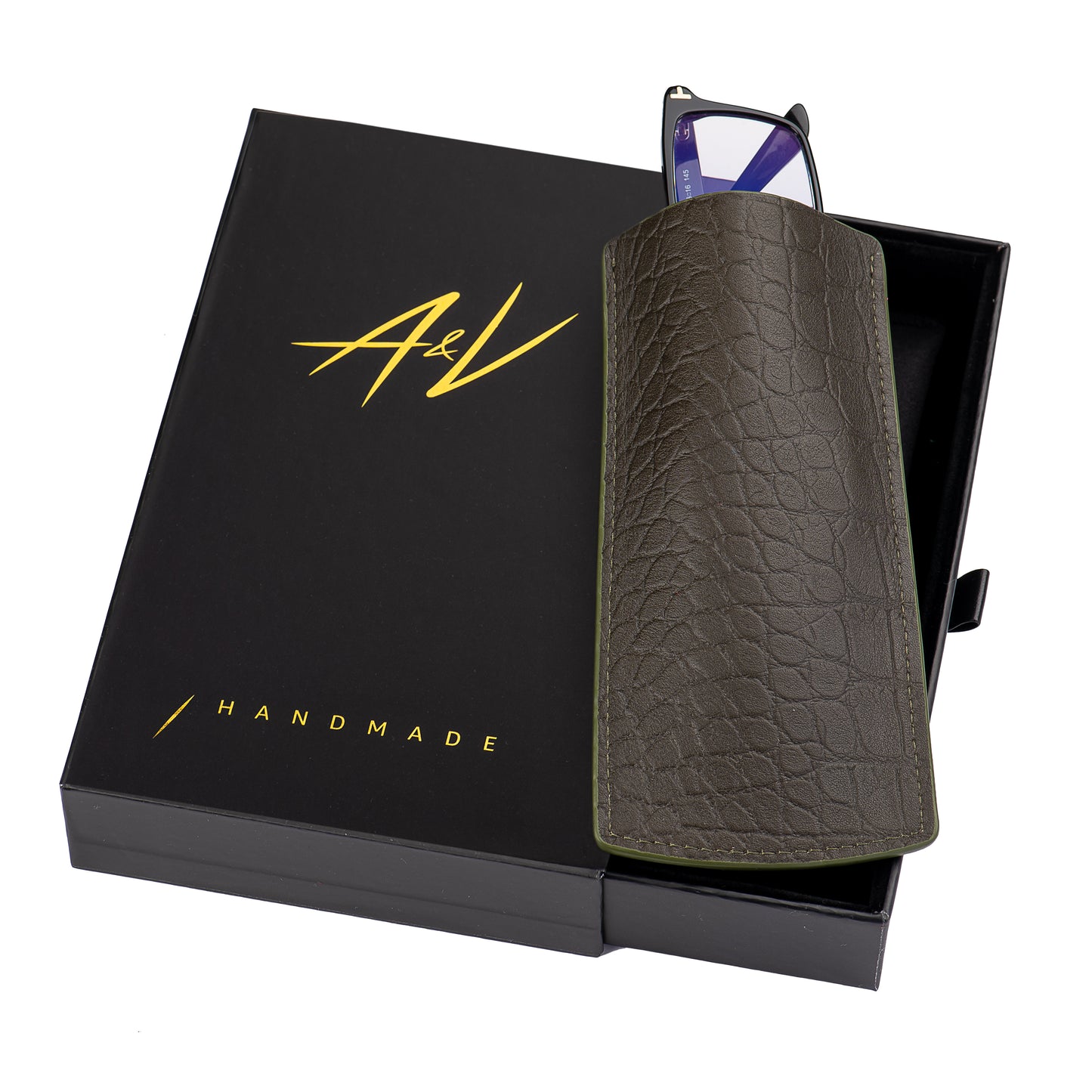 GLASSES CASE ALLIGATOR SHARKSKIN SMALL