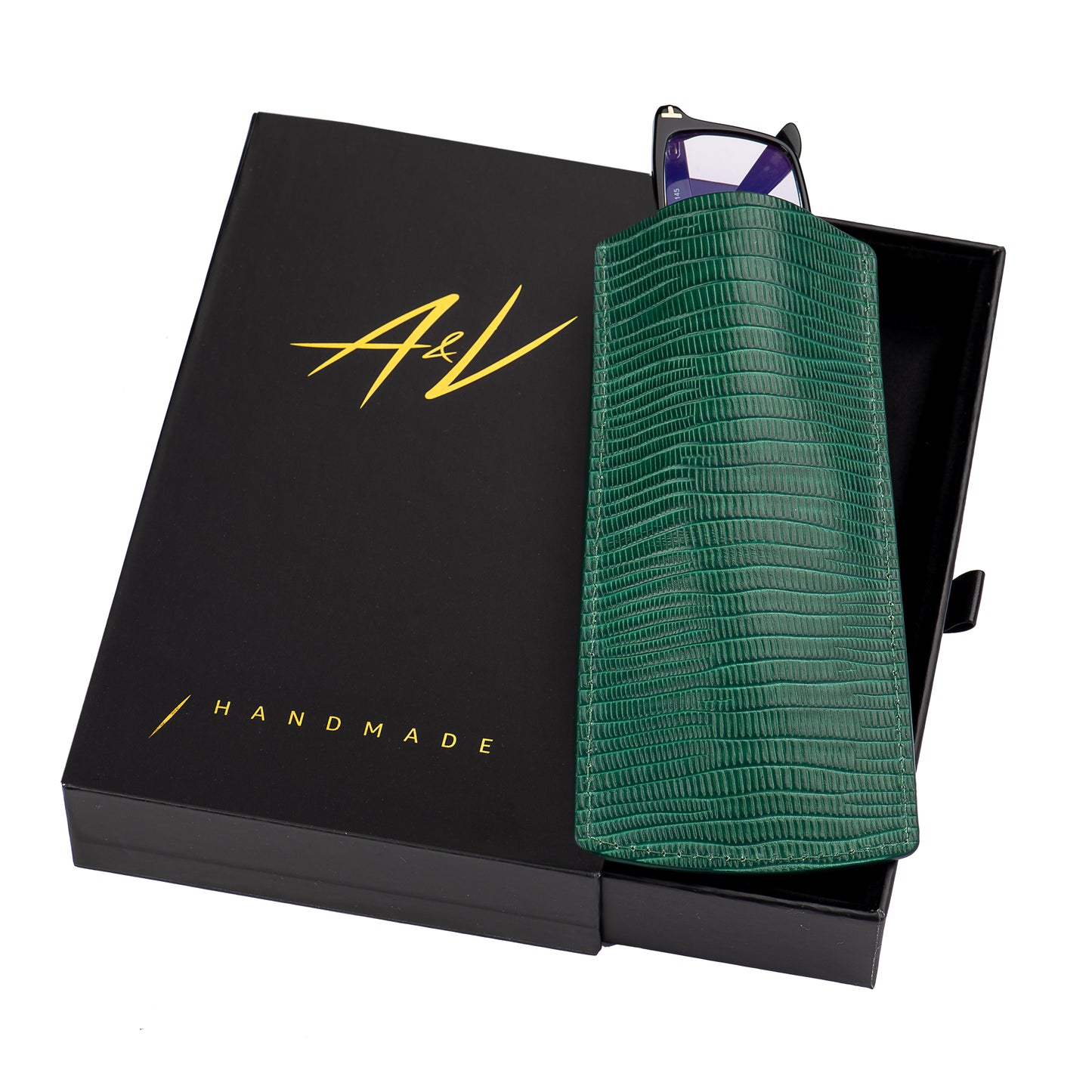 GLASSES CASE LIZARD GREEN SMALL