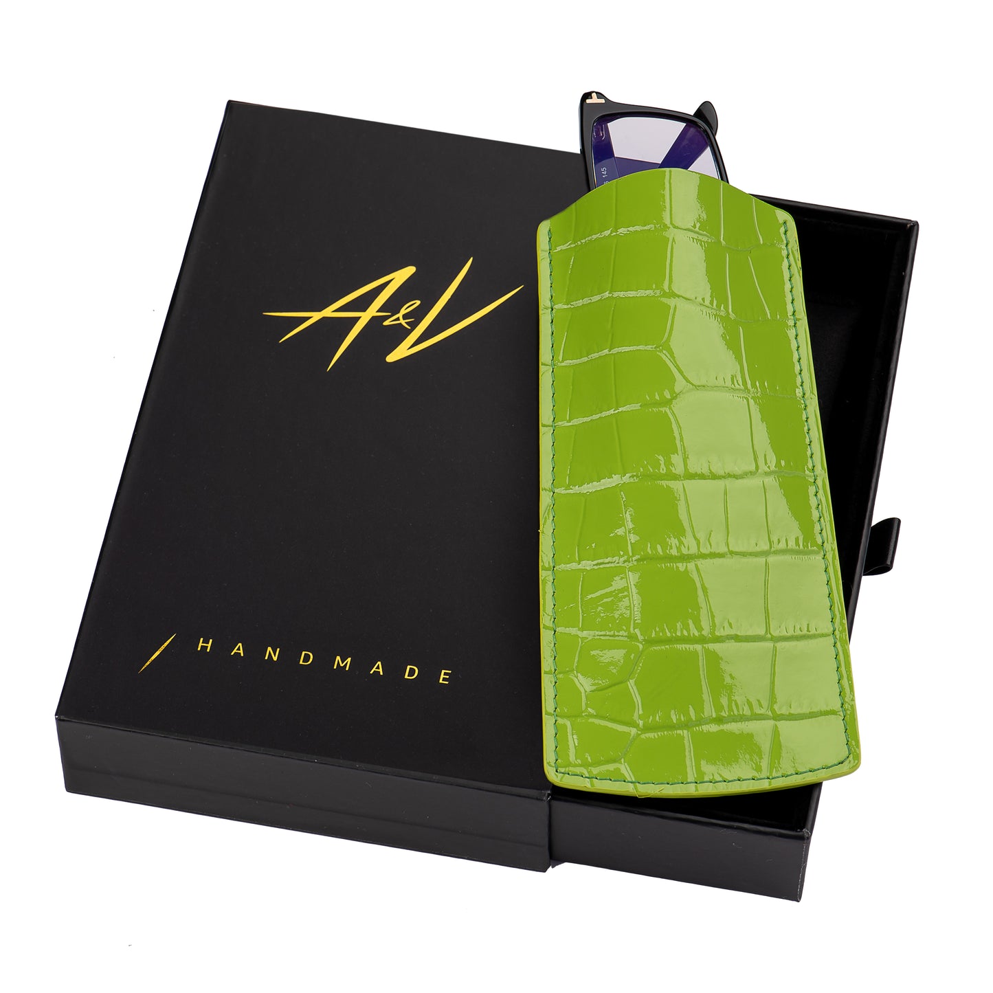 GLASSES CASE ALLIGATOR SALAD GREEN SMALL
