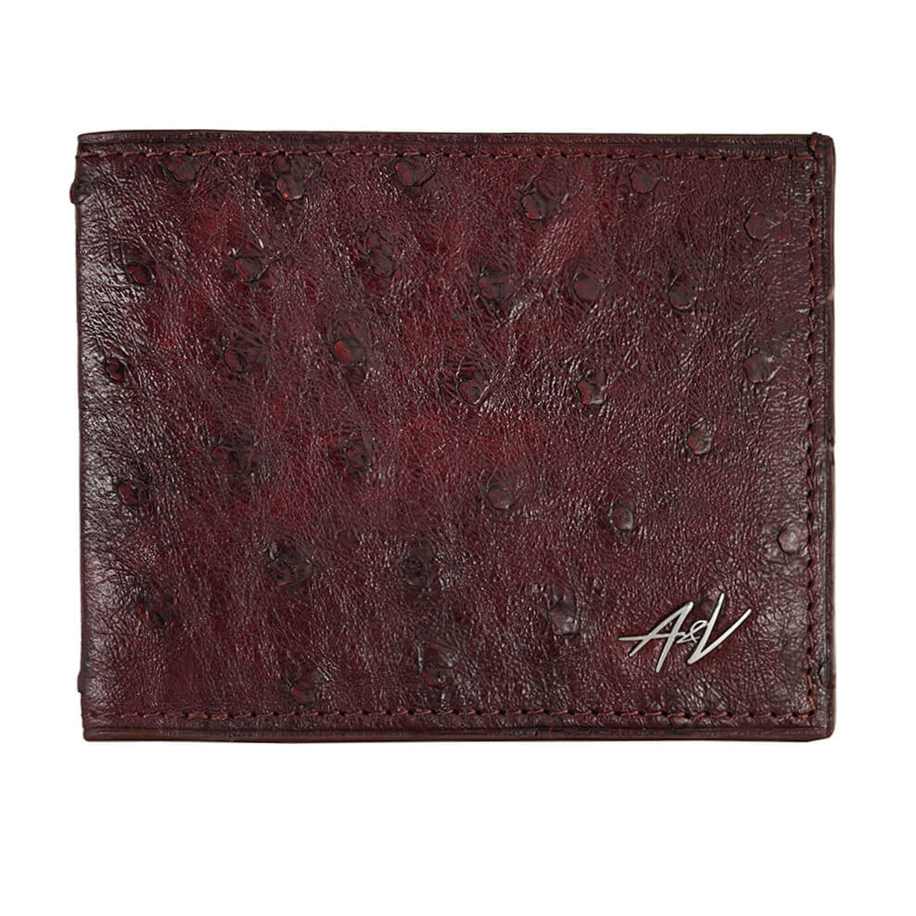 WALLET OSTRICH LEATHER DARK RUBY