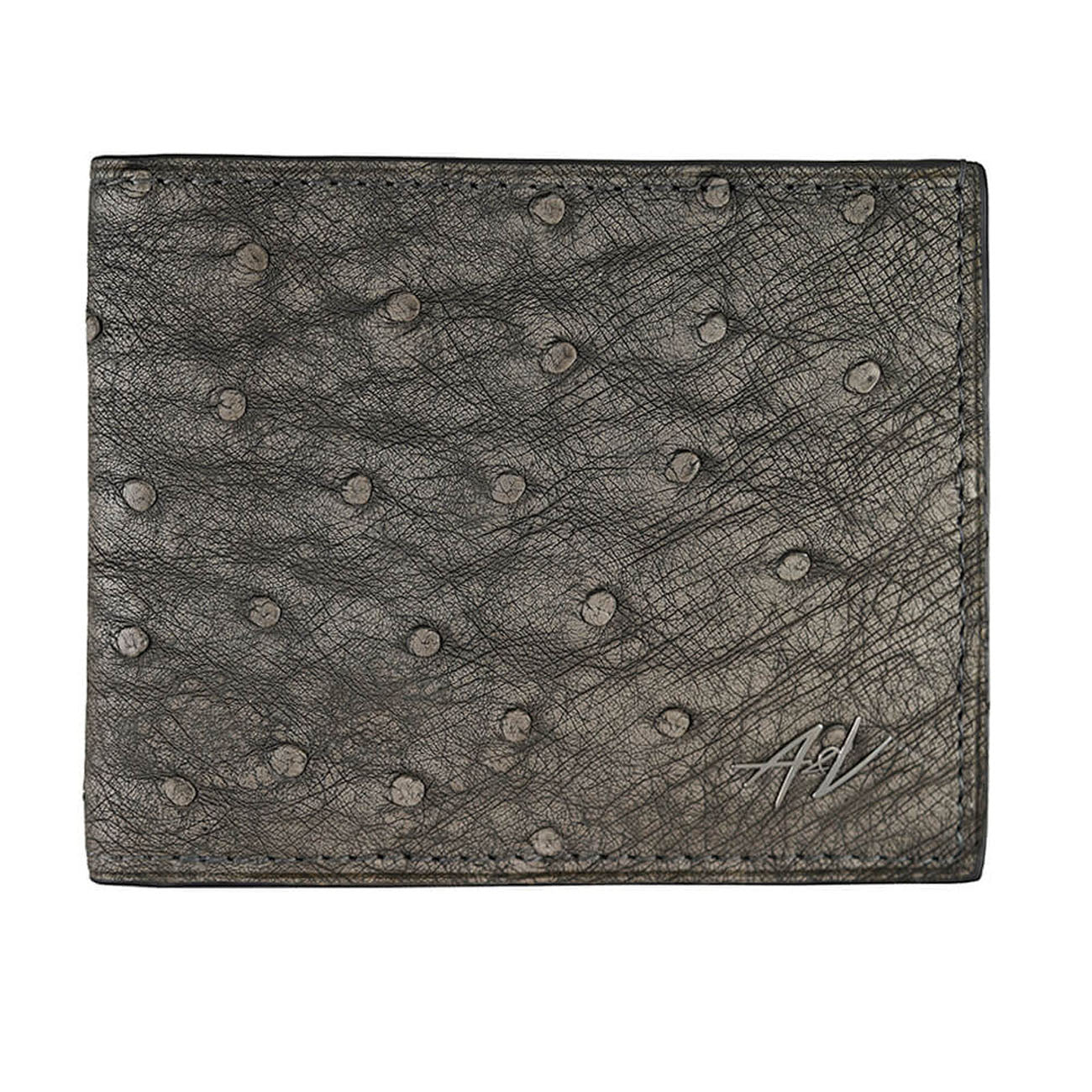 WALLET OSTRICH LEATHER GRAY MARBLE