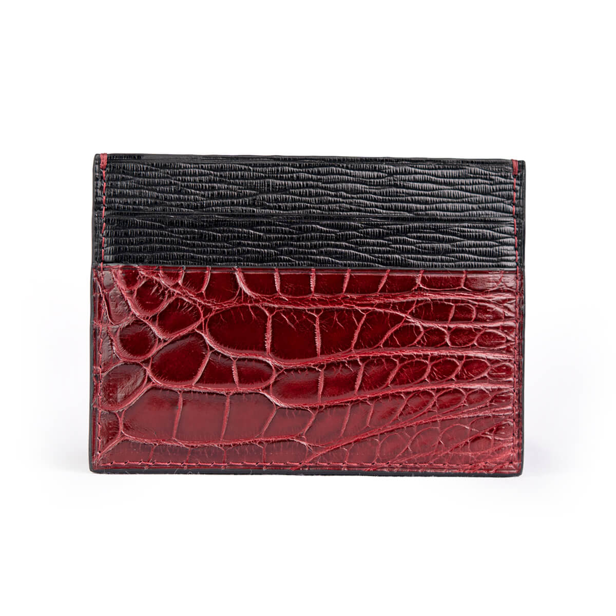 CARD HOLDER ALLIGATOR DARK CHERRY