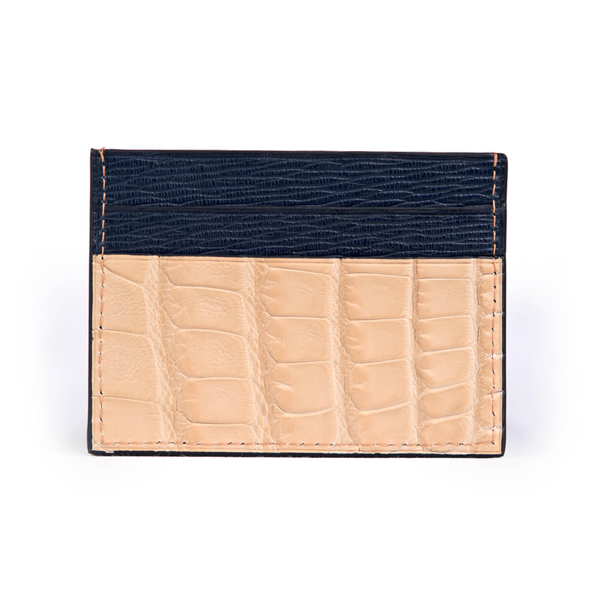 CARD HOLDER ALLIGATOR BLANCHED ALMOND
