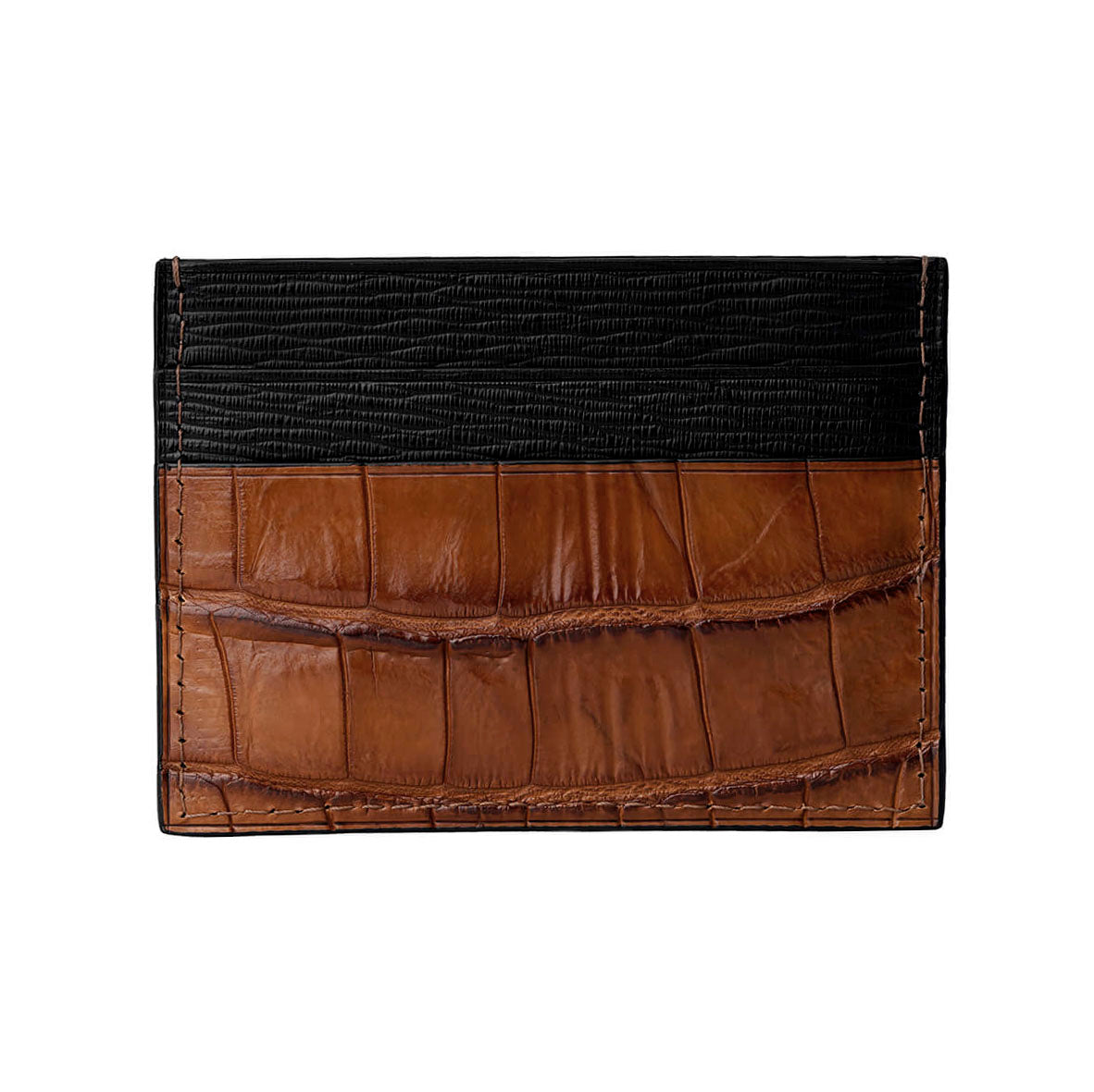 CARD HOLDER ALLIGATOR RICH CLAY BROWN