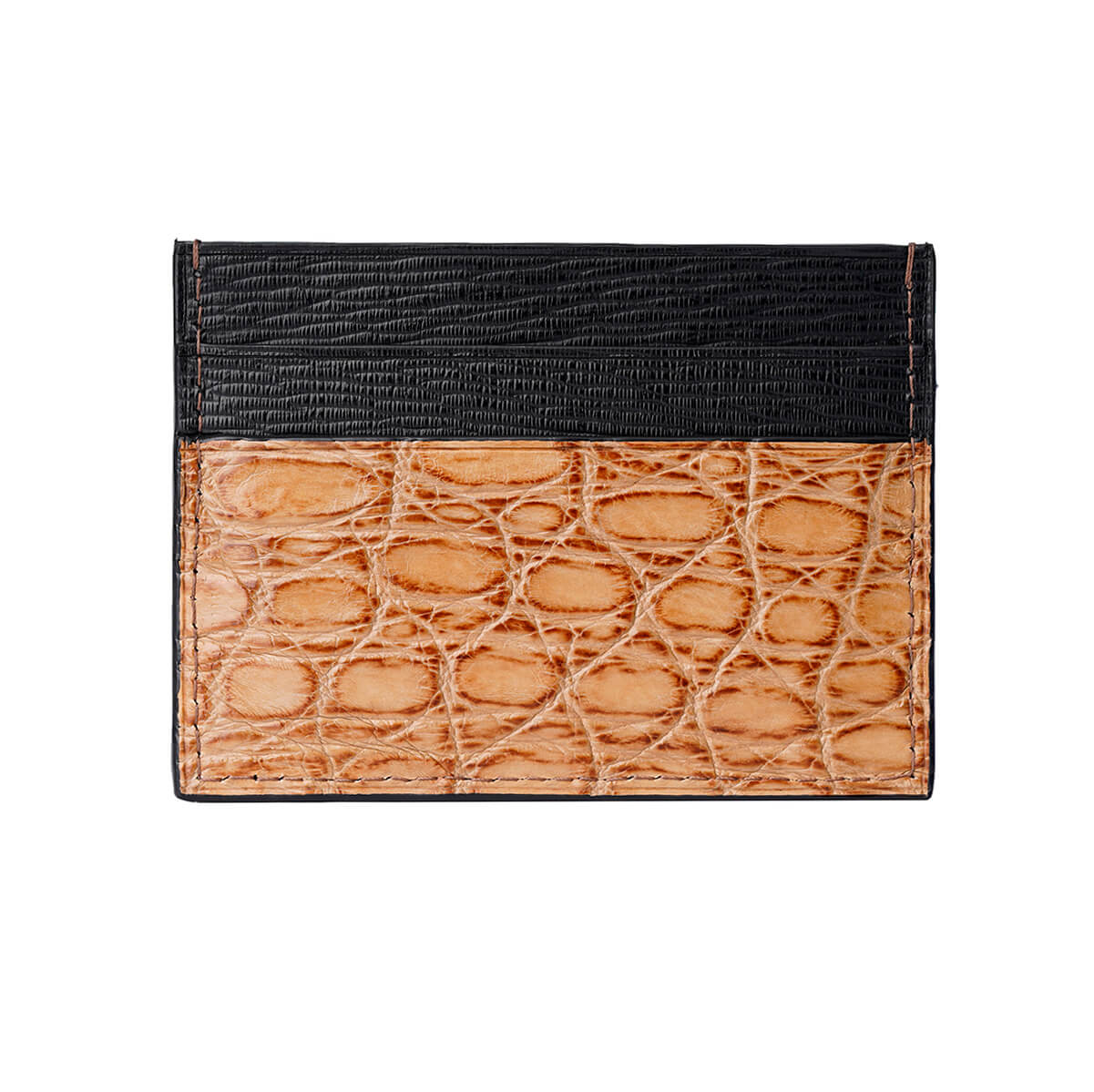 CARD HOLDER ALLIGATOR DARK BEIGE
