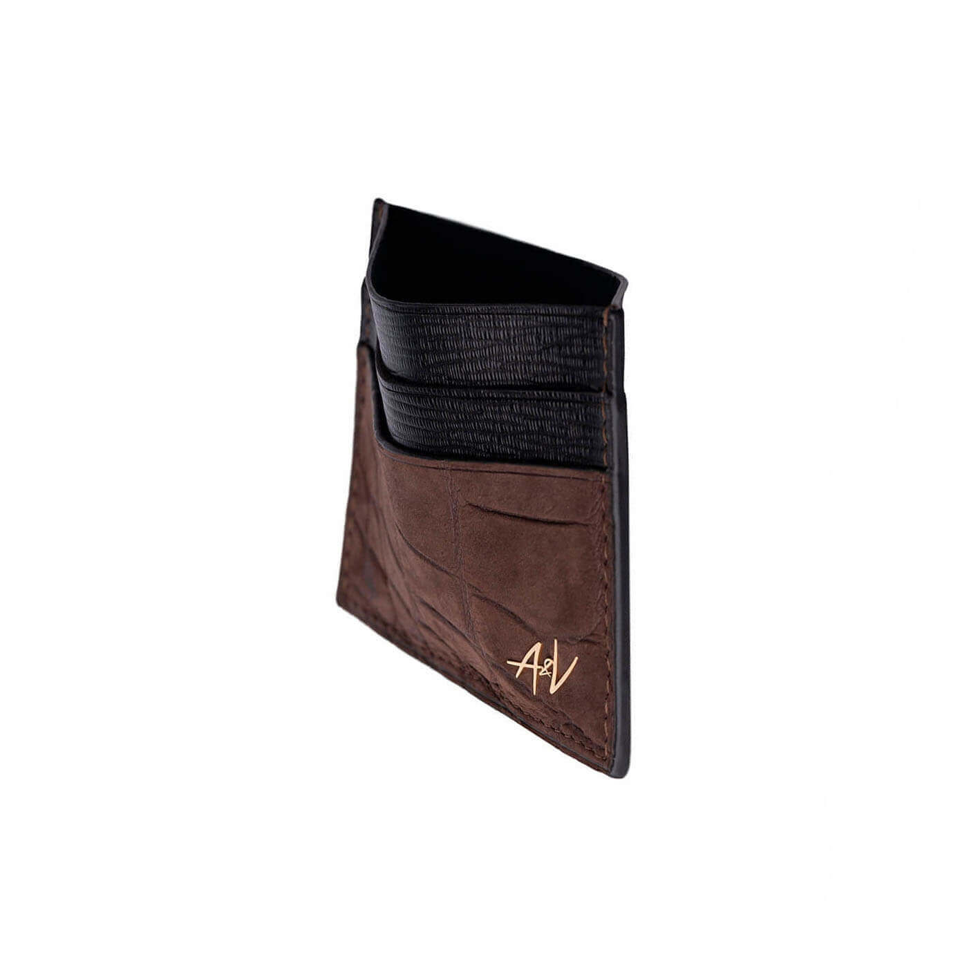 CARD HOLDER ALLIGATOR BROWN MAT