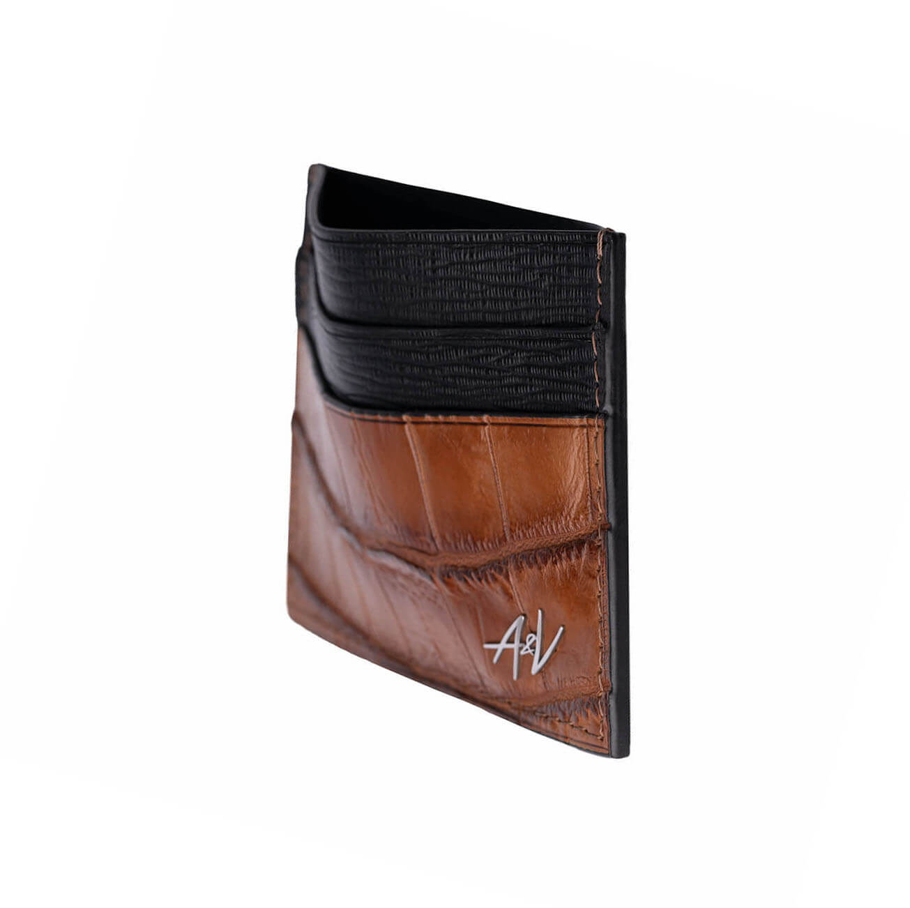 CARD HOLDER ALLIGATOR RICH CLAY BROWN
