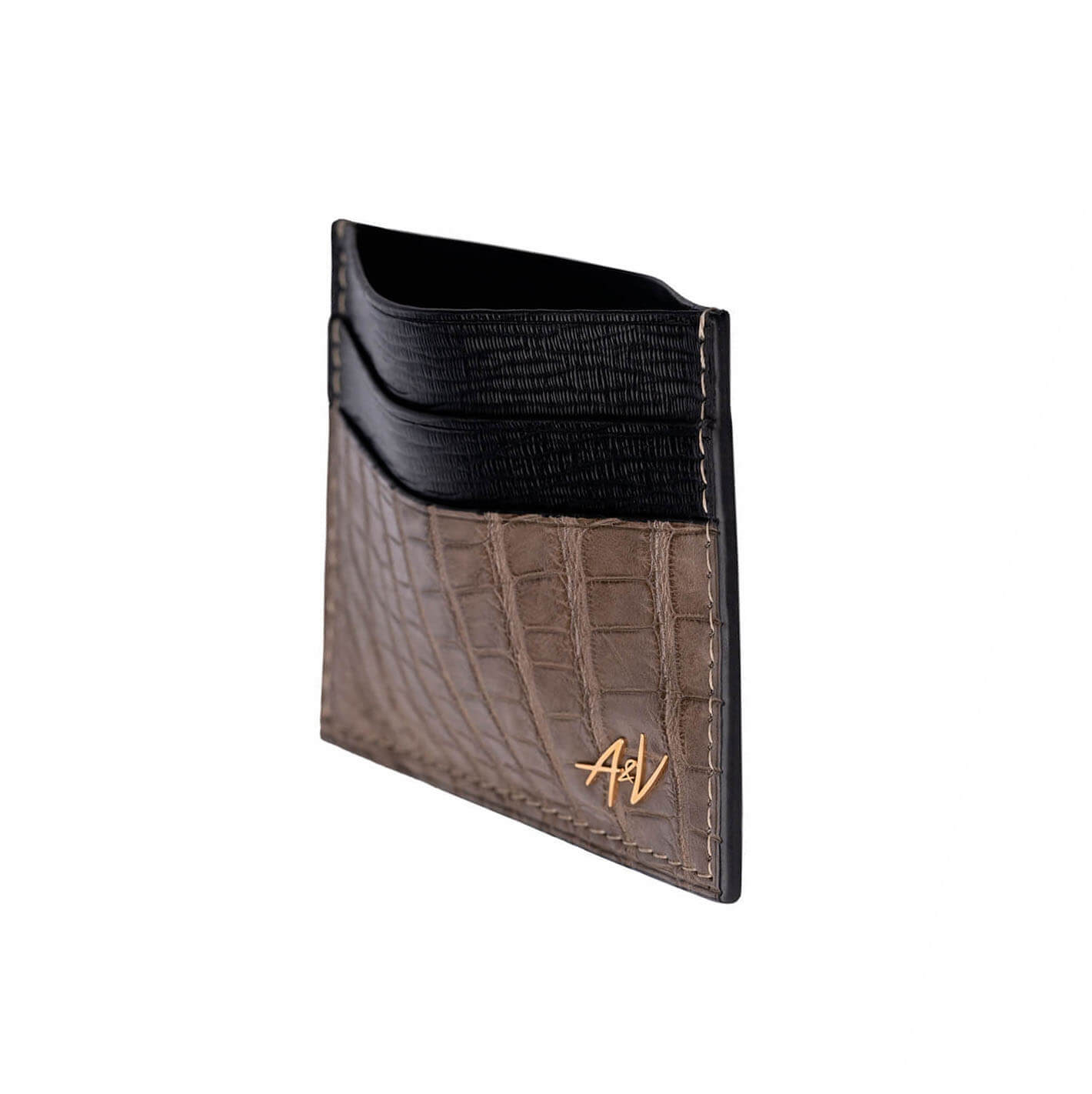 CARD HOLDER ALLIGATOR COFFEE BROWN