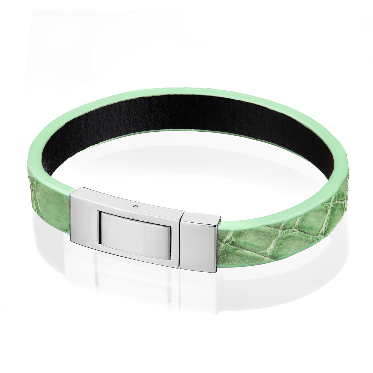 Bracelet Latch - Alligator "PASTEL MINT GREEN" Silver