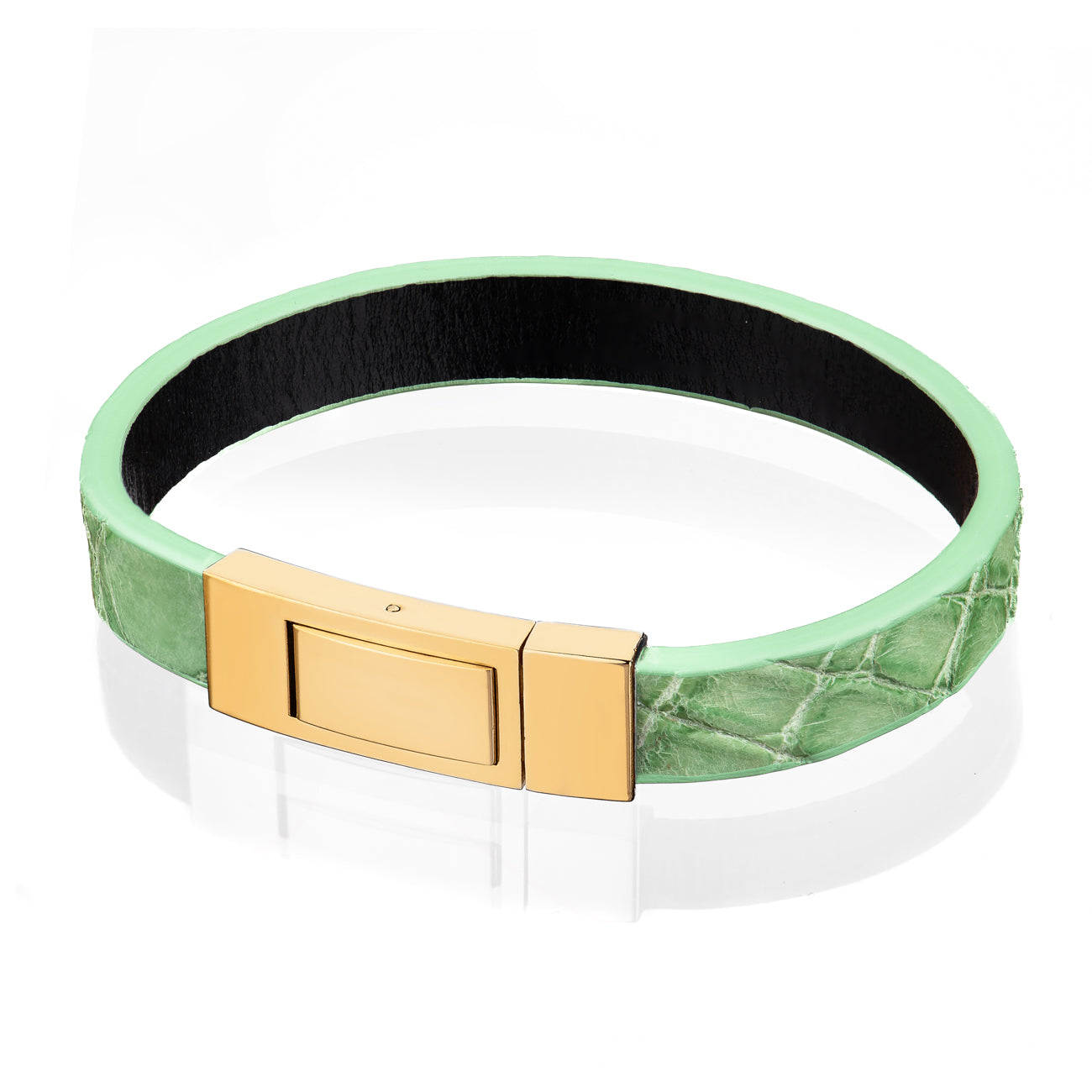 Bracelet Latch - Alligator "PASTEL MINT GREEN" Gold