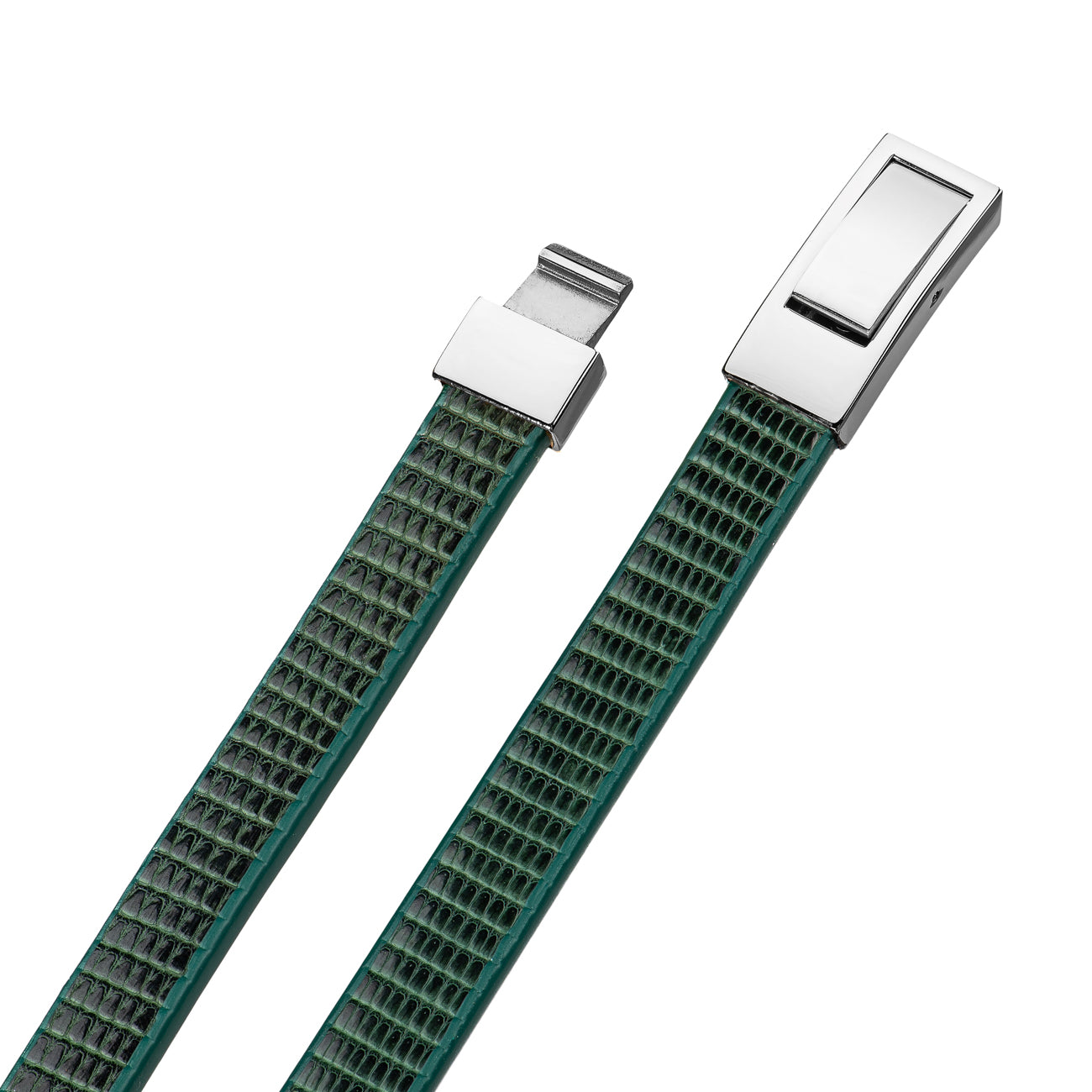 Bracelet Latch - Lizard "GREEN LINE" Silver