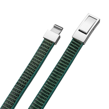 Bracelet Latch - Lizard "GREEN LINE" Silver