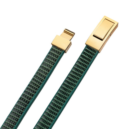 Bracelet Latch - Lizard "GREEN LINE" Gold