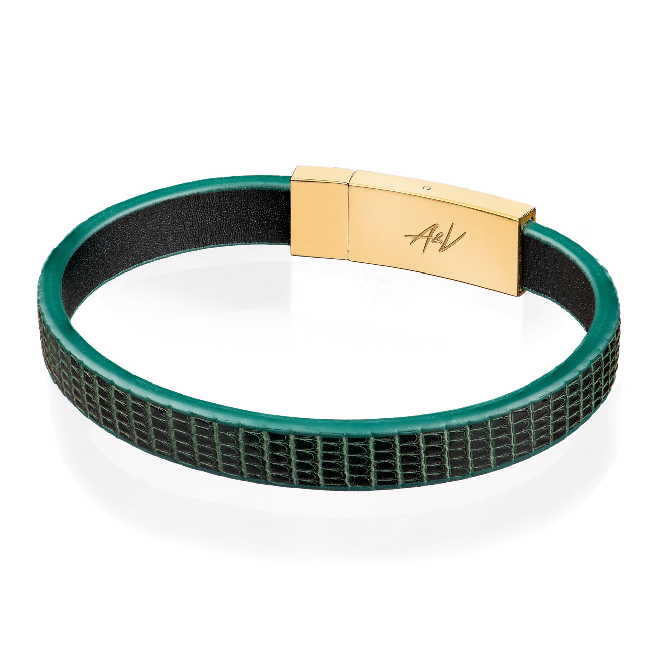 Bracelet Latch - Lizard "GREEN LINE" Gold