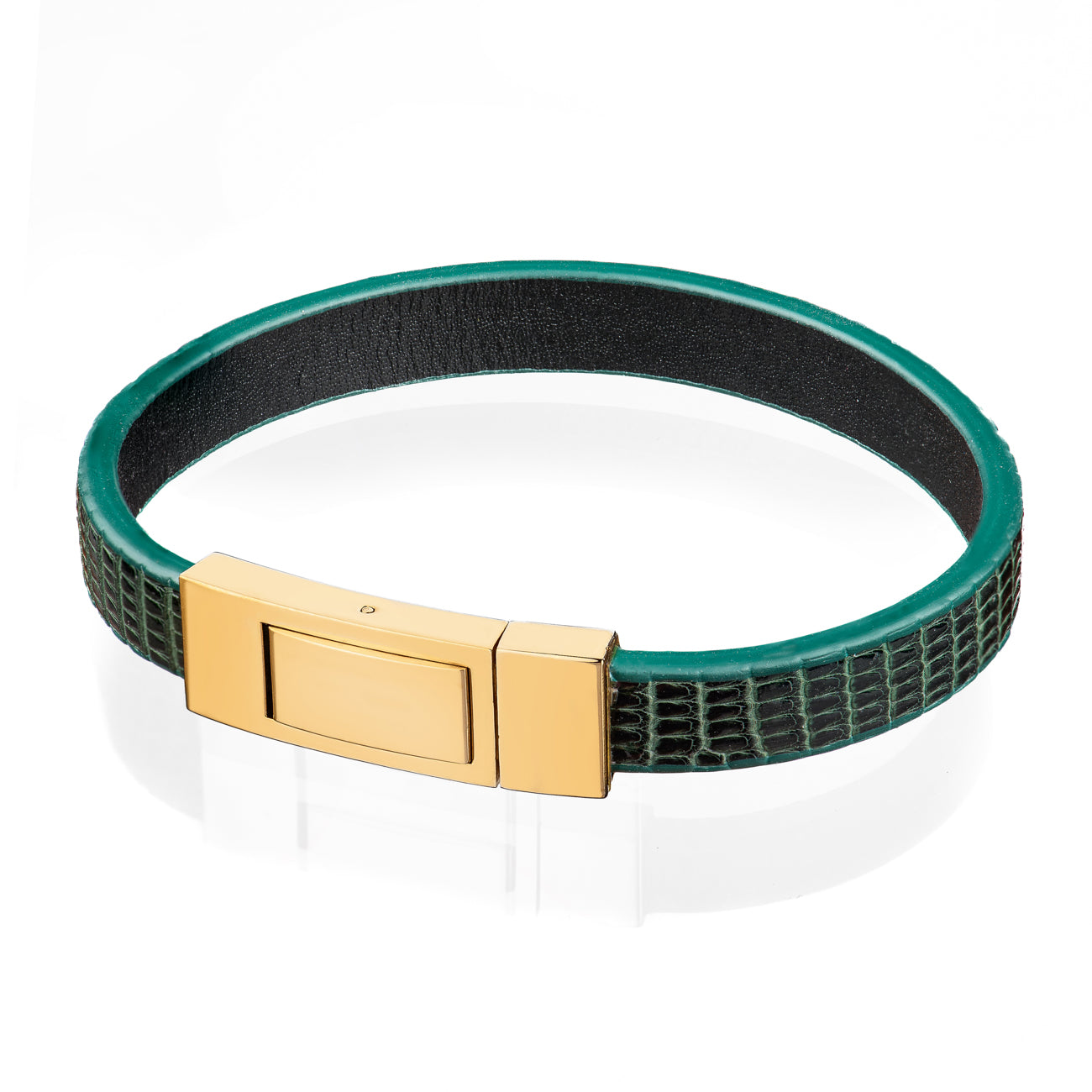 Bracelet Latch - Lizard "GREEN LINE" Gold