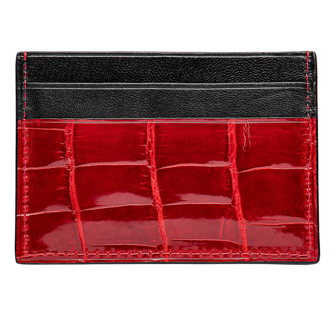 CARD HOLDER ALLIGATOR LACQUER RED