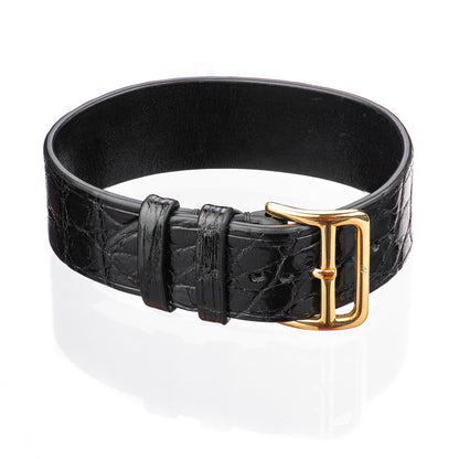 Bracelet Apple - Alligator "BLACK SHINY" Gold