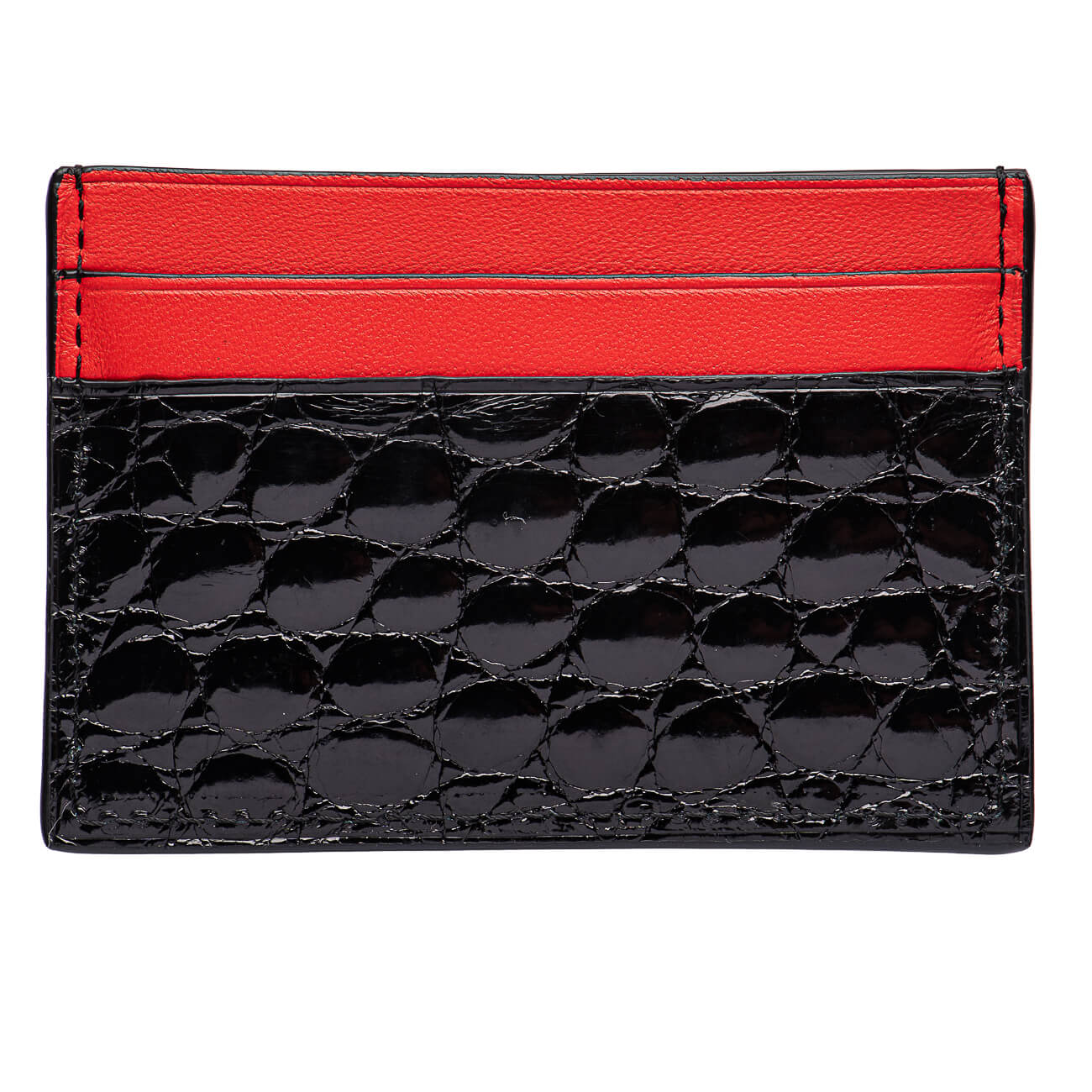 CARD HOLDER ALLIGATOR LACQUER BLACK