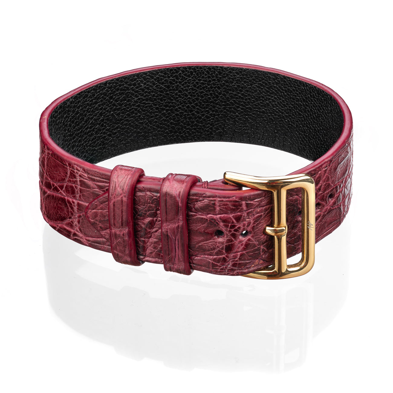 Bracelet Apple - Alligator "REDCURRANT" Gold