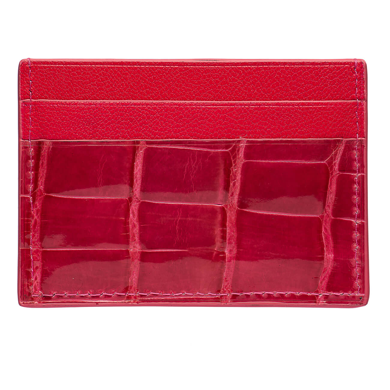 CARD HOLDER ALLIGATOR LACQUER PINK