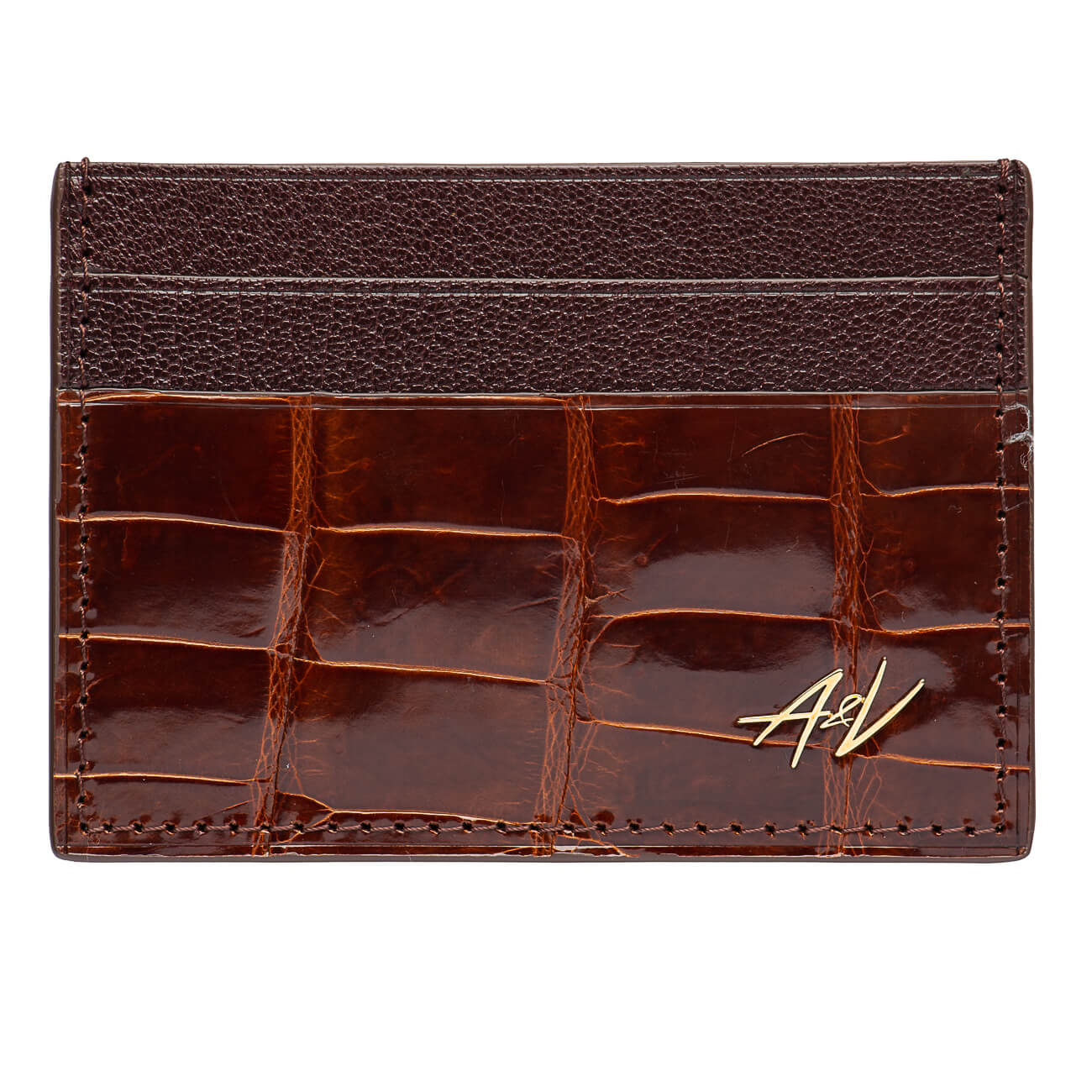 CARD HOLDER ALLIGATOR LACQUER MAHOGANY