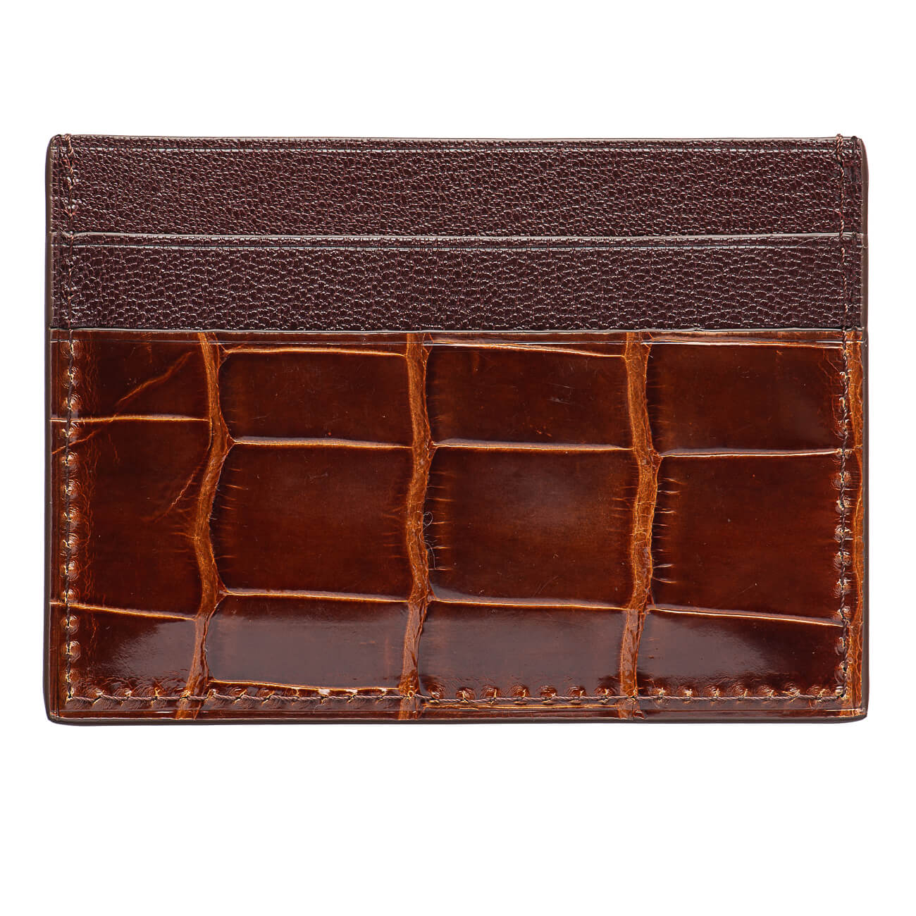 CARD HOLDER ALLIGATOR LACQUER MAHOGANY