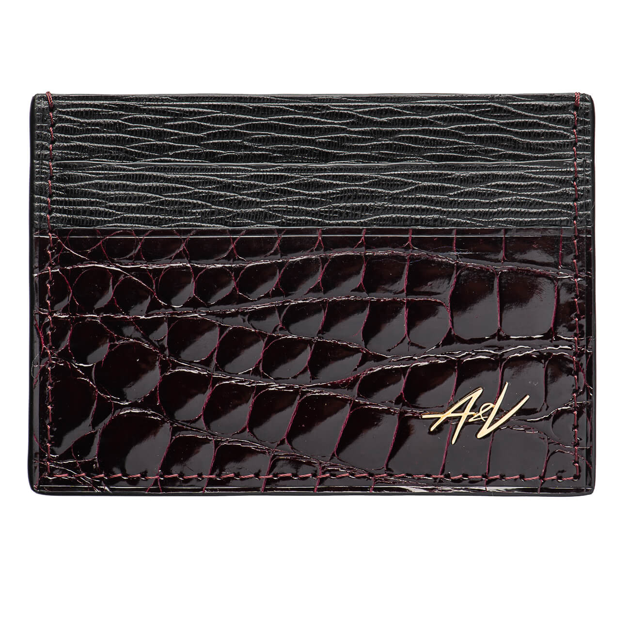 CARD HOLDER ALLIGATOR LACQUER CHERRY