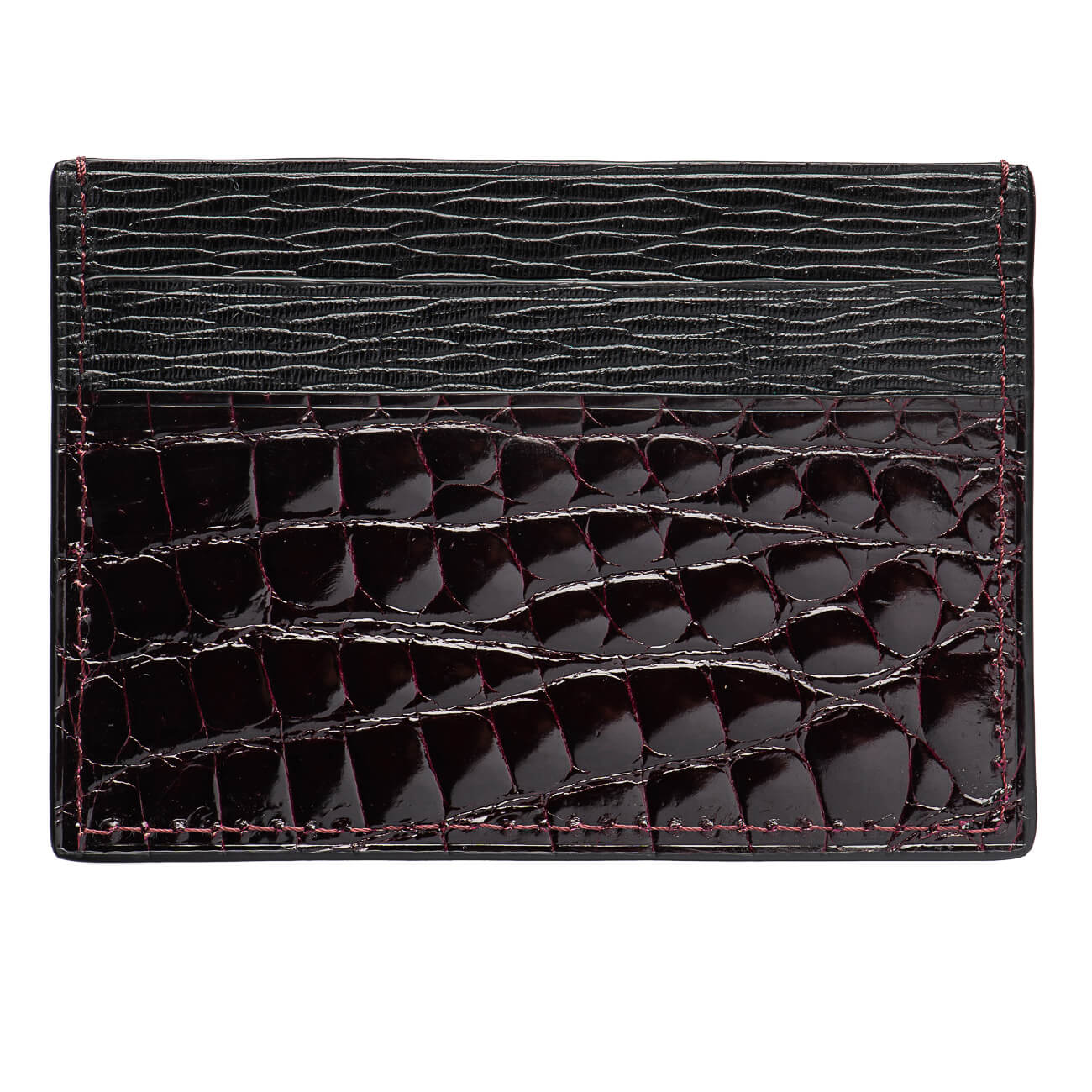 CARD HOLDER ALLIGATOR LACQUER CHERRY