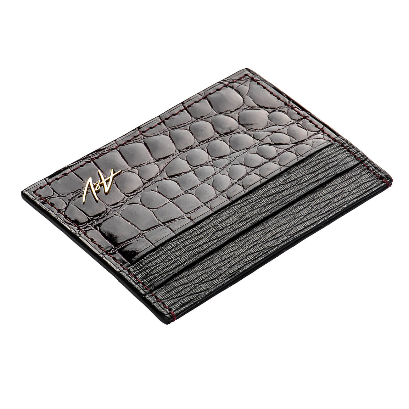 CARD HOLDER ALLIGATOR LACQUER CHERRY