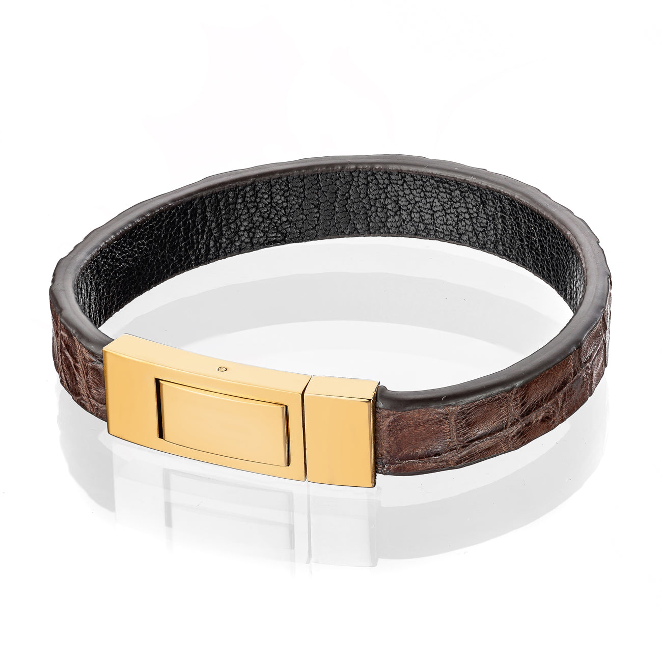 Bracelet Latch - Alligator "BROWN" Gold