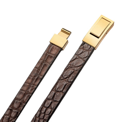 Bracelet Latch - Alligator "BROWN" Gold
