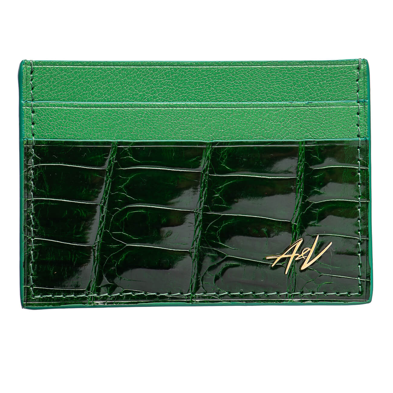 CARD HOLDER ALLIGATOR LACQUER GREEN