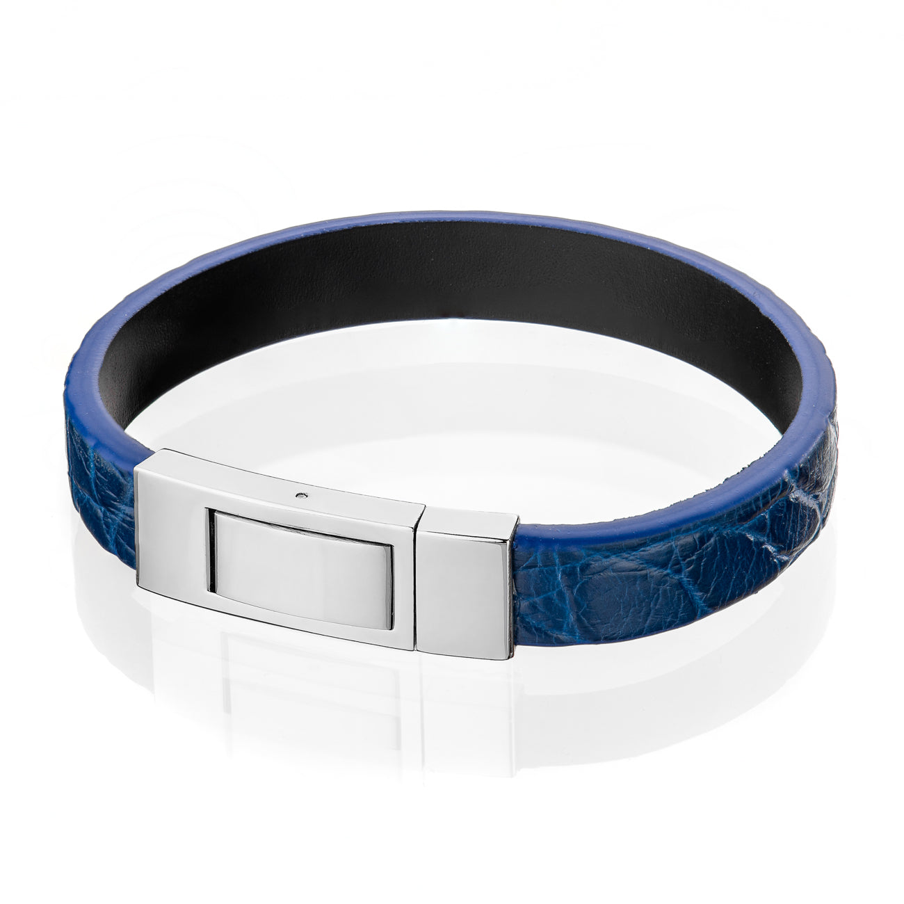 Bracelet Latch - Alligator "BLUE" Silver