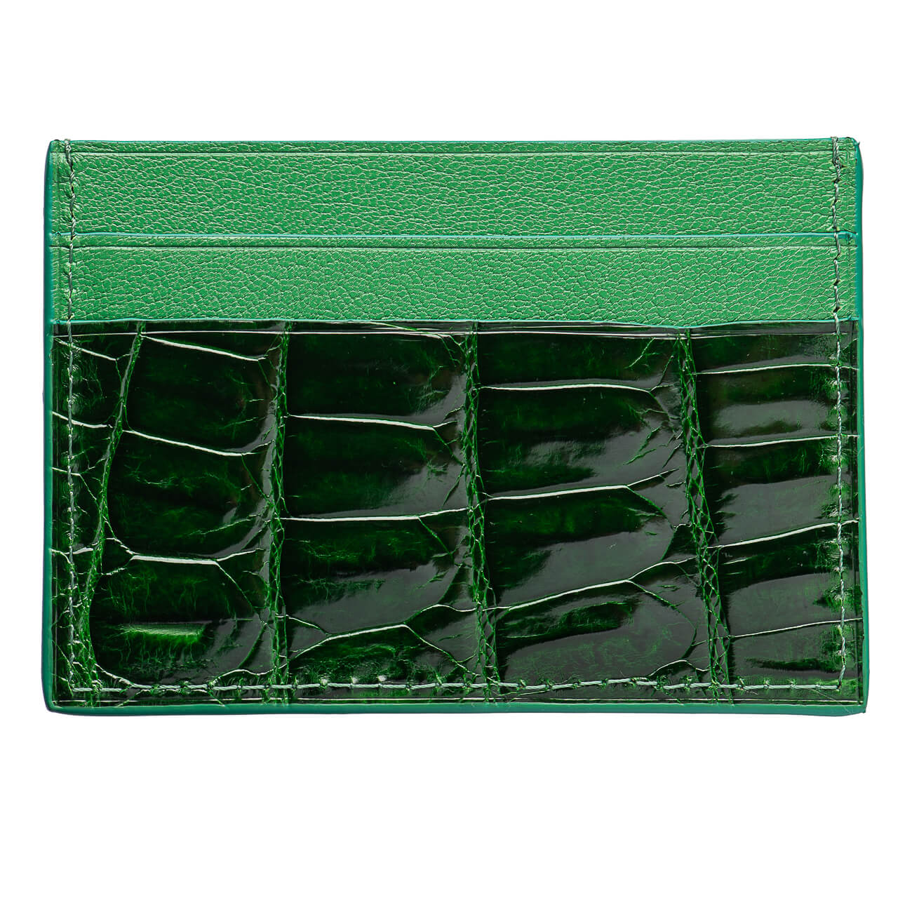 CARD HOLDER ALLIGATOR LACQUER GREEN