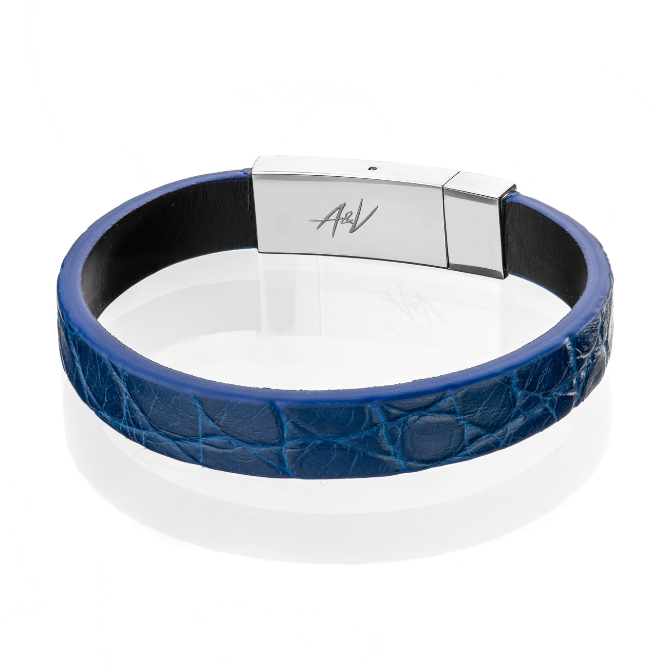 Bracelet Latch - Alligator "BLUE" Silver