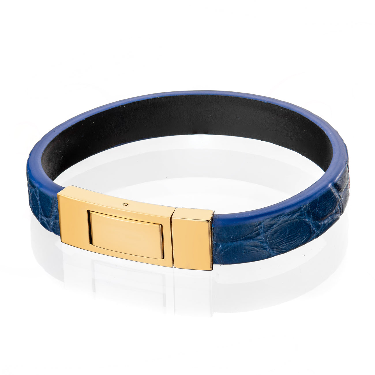 Bracelet Latch - Alligator "BLUE" Gold