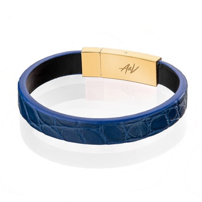 Bracelet Latch - Alligator "BLUE" Gold