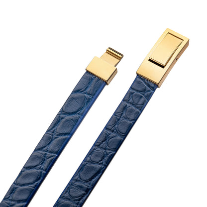 Bracelet Latch - Alligator "BLUE" Gold