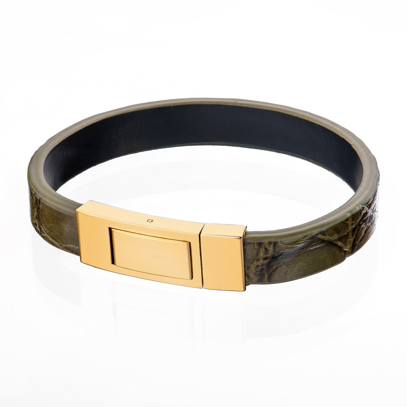 Bracelet Latch - Alligator "KHAKI" Gold