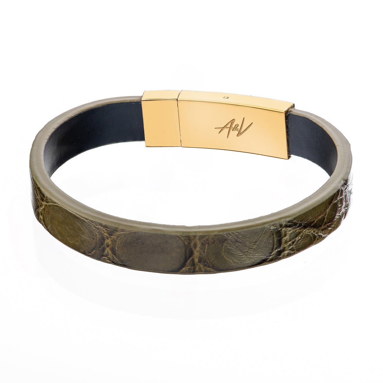 Bracelet Latch - Alligator "KHAKI" Gold