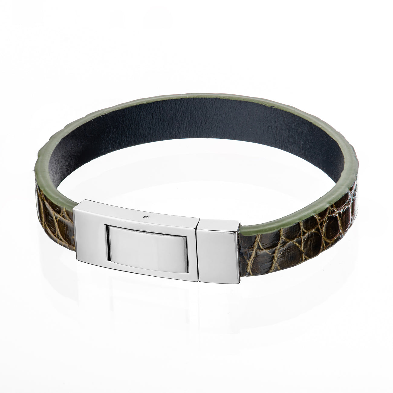 Bracelet Latch - Alligator "AVOCADO" Silver