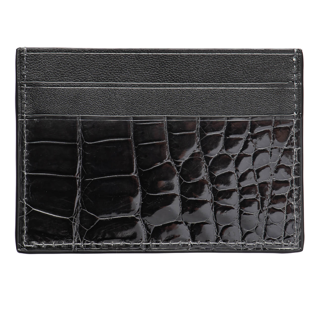 CARD HOLDER ALLIGATOR LACQUER GREY