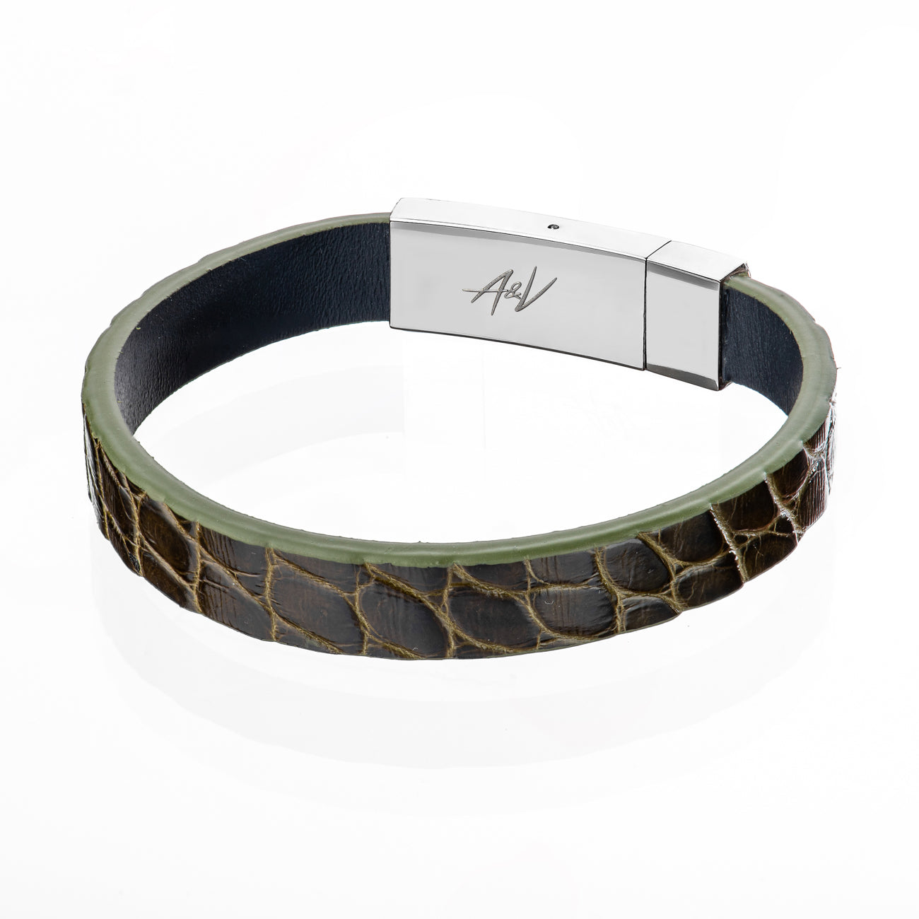 Bracelet Latch - Alligator "AVOCADO" Silver