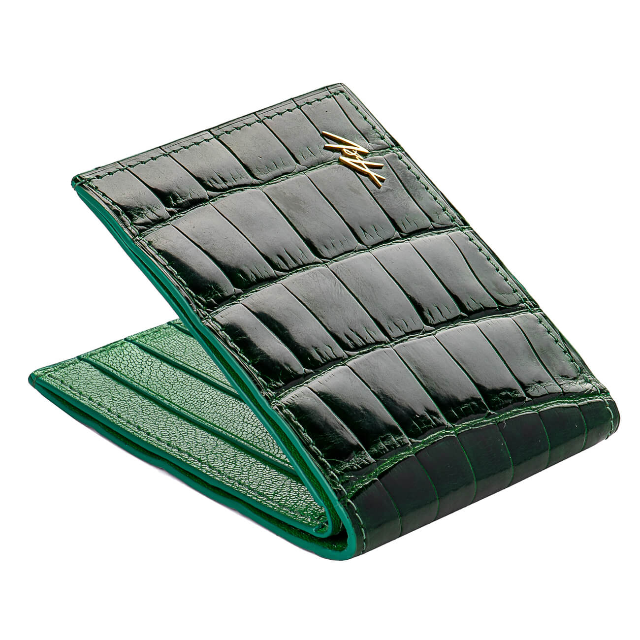 WALLET ALLIGATOR LACQUER GREEN