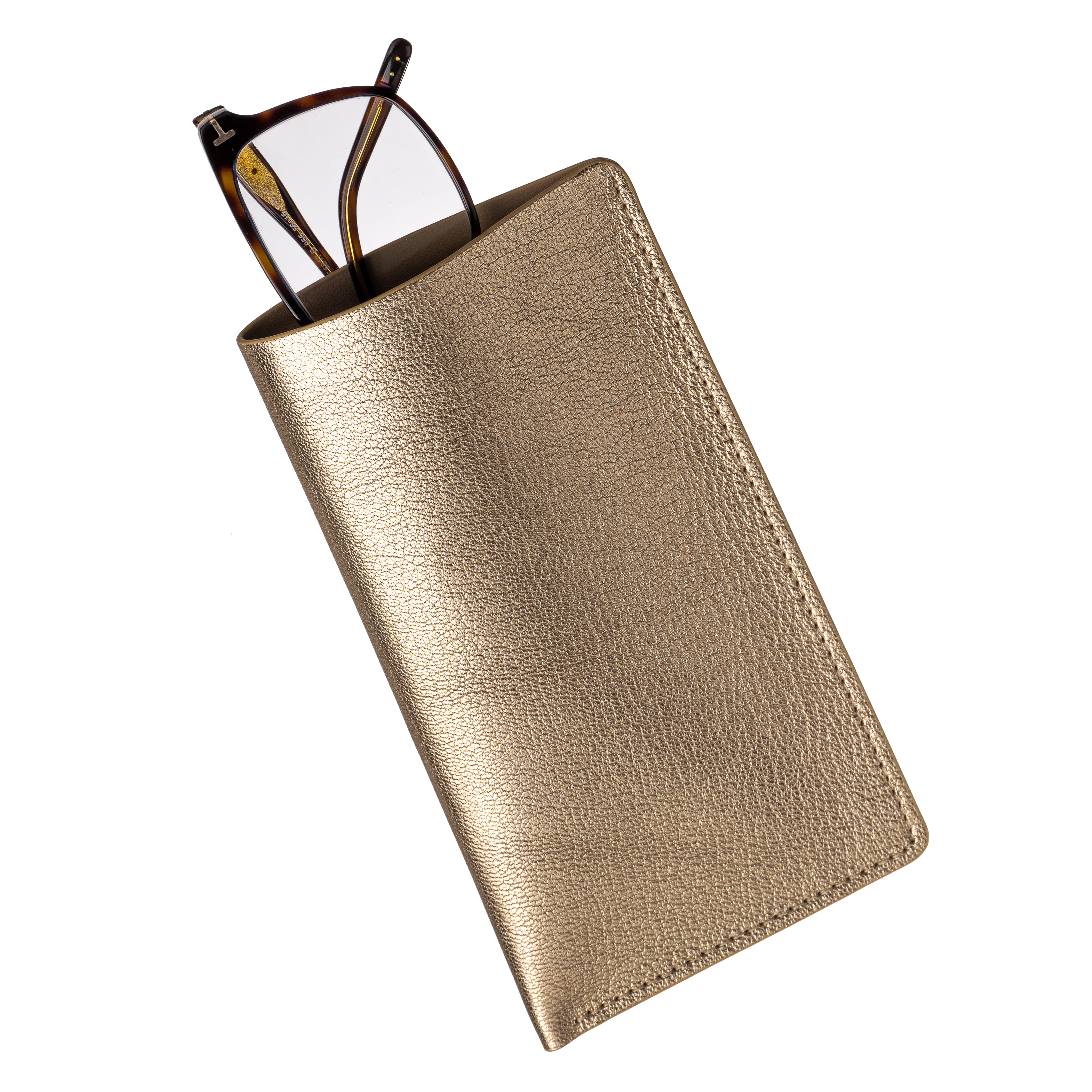 GLASSES CASE DARK YELLOW GOLD LARGE